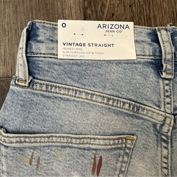 Arizona Jean Vintage Straight High Rise Paint Splash Design Jeans Women’s Sz 0 - Picture 5 of 8